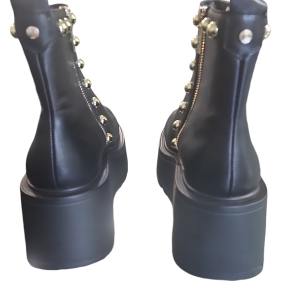 J/Slids Woman's Boots VICEROY  Leather Studded Ankle Platform Black Boots - Picture 11 of 12